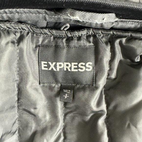 Express Men's Pea Coat Outer Jacket with Hoodie Size Small Gray Utility  - Picture 6 of 12
